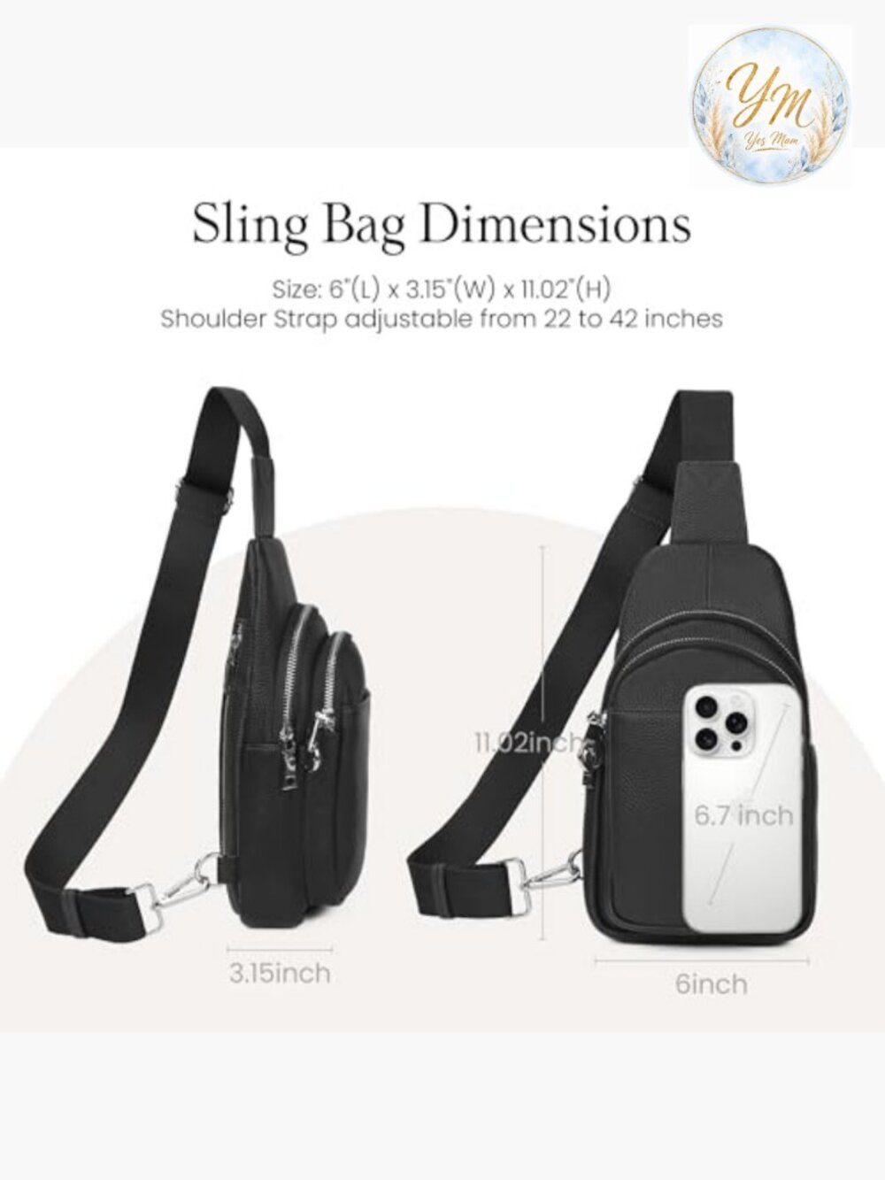 Genuine Leather Anti-Theft Crossbody Sling Bag with RFID Slots - Picture 5 of 7